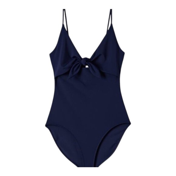 Wilfred Aritzia Noé Bodysuit Knotted Cut-out 1-piece Swimsuit in Navy Women's L - Picture 2 of 8